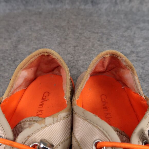Calvin Klein Shoes Womens 7.5 Fashion Sneaker Flats Nia Drawstring Beige Orange - Picture 12 of 13